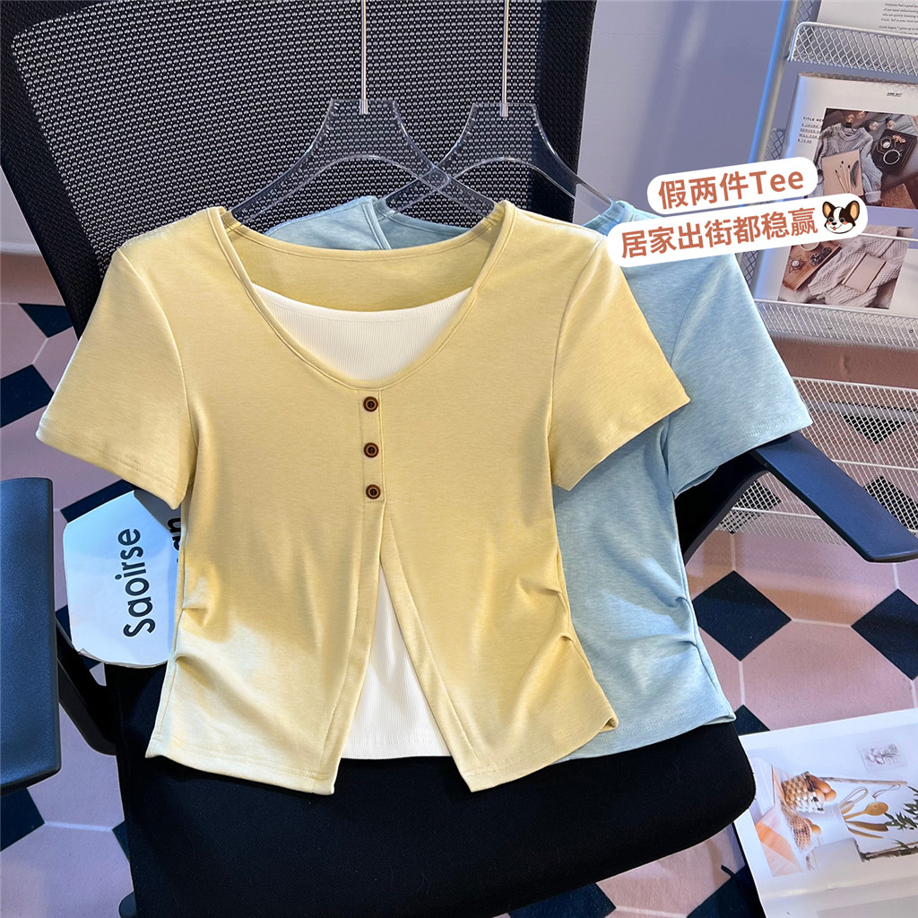 Kanifio แฟชั่นผู้หญิงเสื้อยืดแขนสั้นลําลองหลวม Top Tees ฤดูร้อนใหม่สุภาพสตรี Tshirt 8123 D262