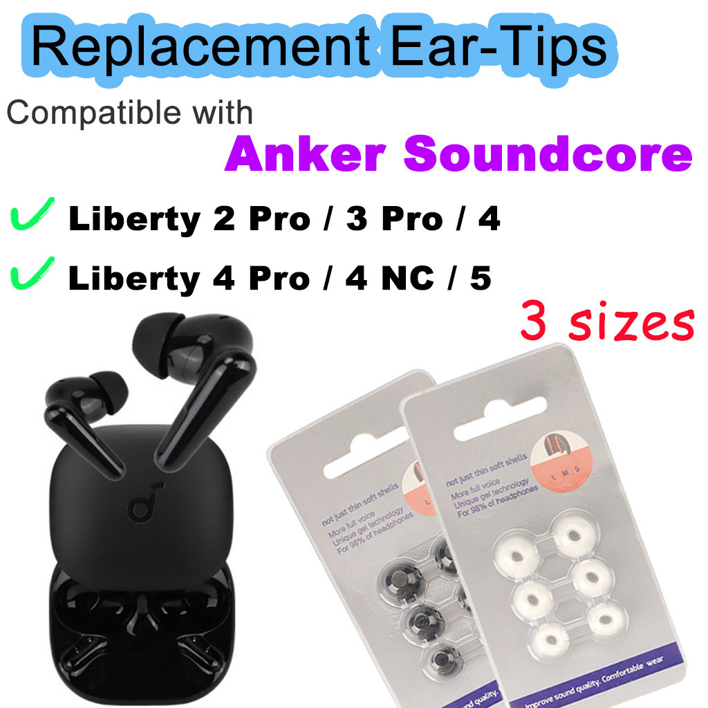 สําหรับ Anker Soundcore Liberty 5 2 3 4 Pro NC จุกหูฟังซิลิโคนอ่อนนุ่ม S/M/L