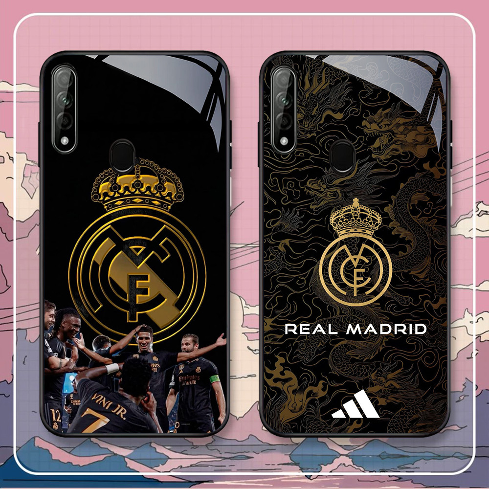 FB-36 Real Madrid Club Football HD Glass Case Casing Kaca สําหรับ OPPO A5 A12 A11K F7 A5S F5 A12S A9