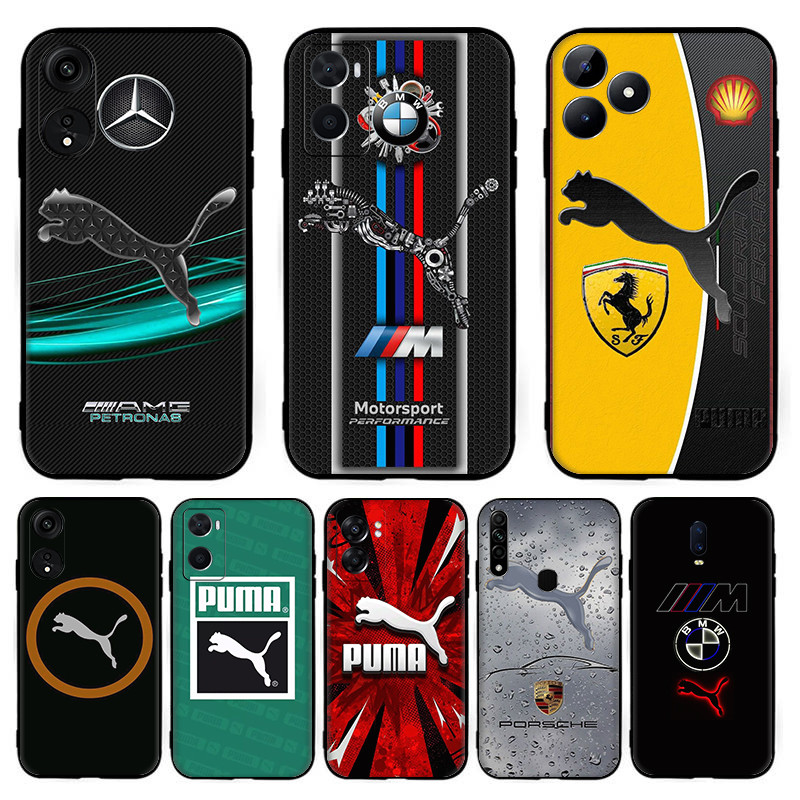 สําหรับ OPPO Reno 8T 7 lite 7z 5G 6 4G 11F 12F 12FS 12 Puma TPU สีดําซิลิโคนอ่อนนุ่มเคสโทรศัพท์ 4Y24
