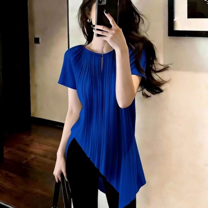 YY French Petty Bourgoisie Chic Pleated Shirt Womens 2026 Spring Shirt Unique Beautiful Super Small 