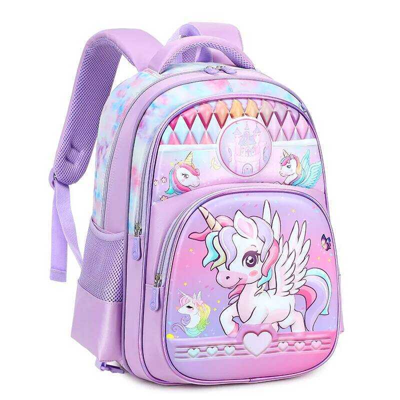 C 3 PCS Children School S For Girls Cartoon Unicorn Princess Backpac Primary School Grade 1 Student
