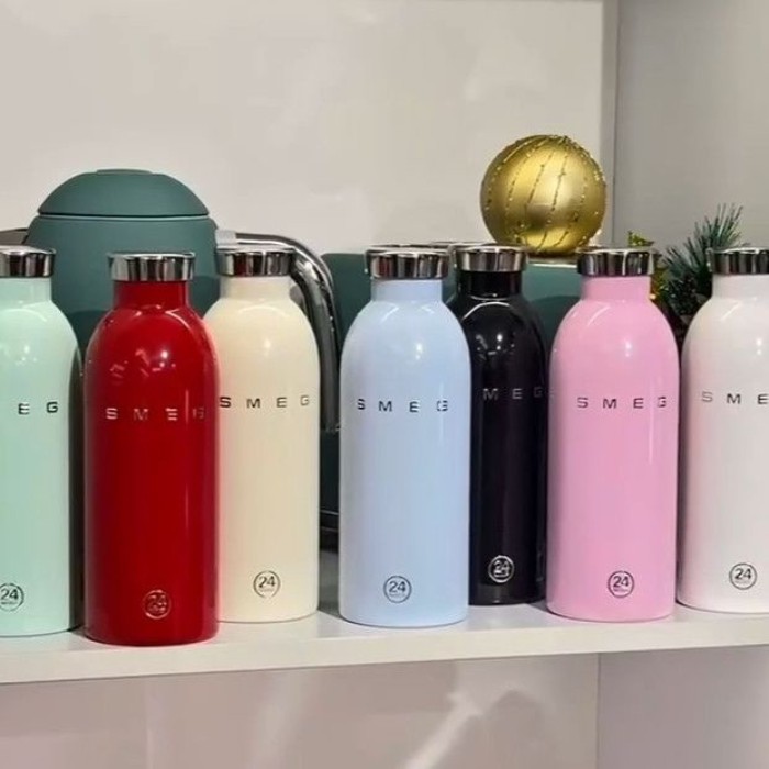 SMEG 24 ขวดกระติกน้ําร้อนสแตนเลสแบรนด์ร่วม 500ML ความจุขนาดใหญ่เจ็ดสีหรูหราระดับไฮเอนด์