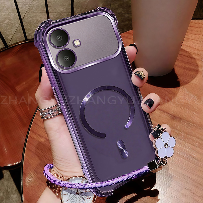 เคสสําหรับเคสโทรศัพท์ infinix SMART 20 ใหม่แม่เหล็กชาร์จไร้สาย C-ring กันกระแทกสี่มุมปลอกเชือกเส้นเล