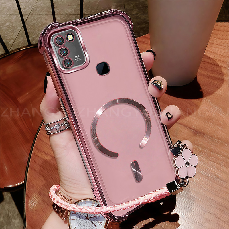 เหมาะสําหรับเคสโทรศัพท์ infinix SMART 5 10 lite ใหม่แม่เหล็กชาร์จไร้สาย C-ring สี่มุมกันกระแทกเคสโทร