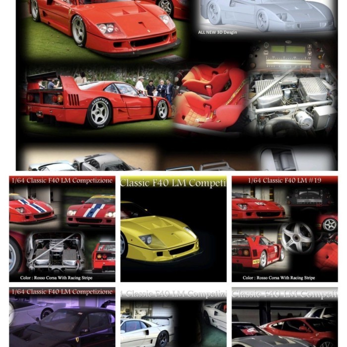 พร้อมส่ง MY 1: 64 Ferrari F40 LM Competizione Leap Horse รถเรซิ่นรุ่น SCM
