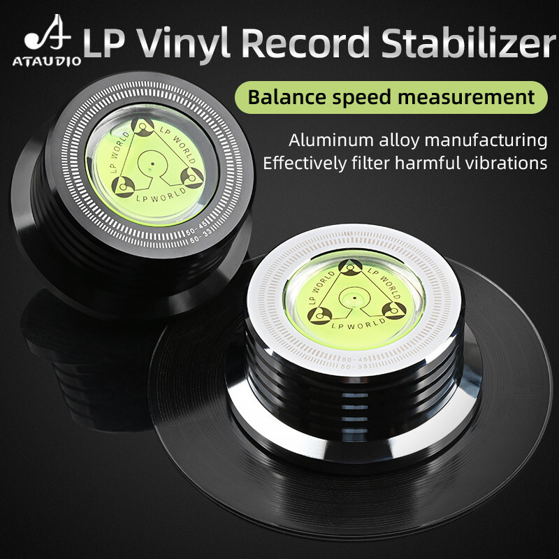 ATAUDIO Record Turntables Weight Stabilizer LP Vinyl Black Clamp Aluminium Metal Player Accessories