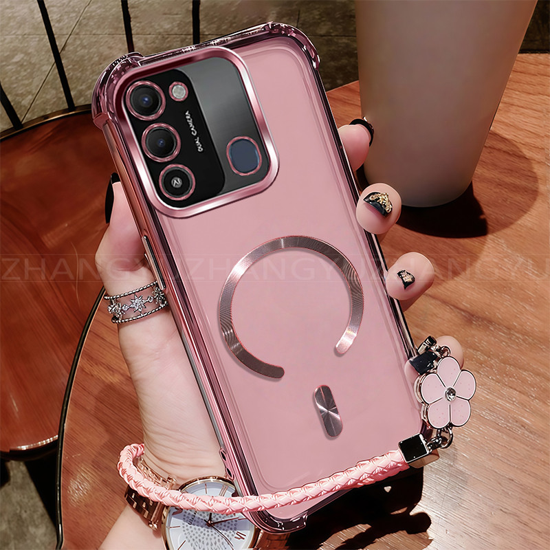 เหมาะสําหรับ Tecno spark 8C 9 4G เคสโทรศัพท์ใหม่แม่เหล็กที่แข็งแกร่งไร้สายชาร์จ C-ring สี่มุมกันกระแ