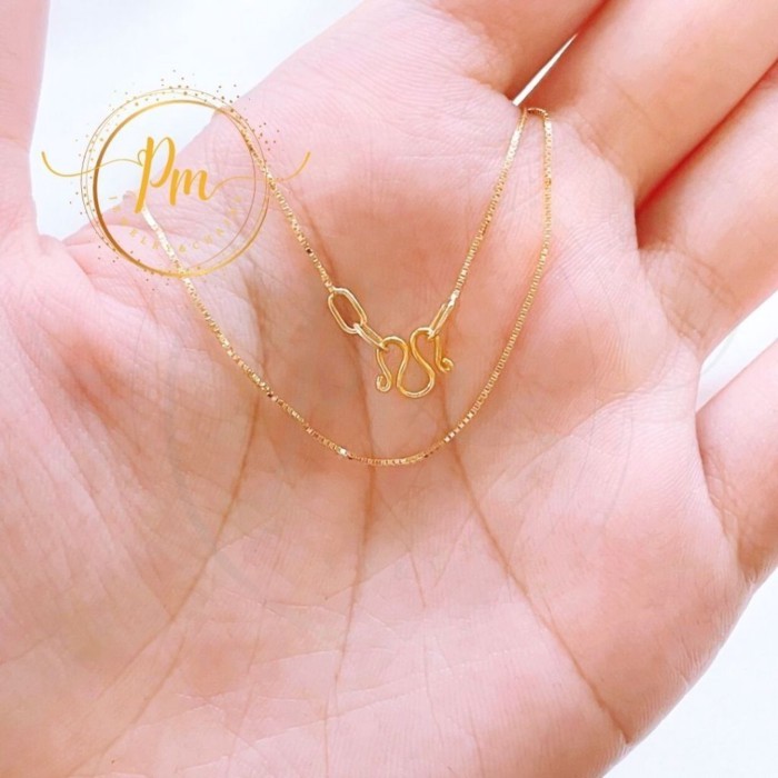 สร้อยคอทองแท้ PM ตะขอเอ็ม ทองคำแท้ 9k Italy (375) ลายBox มีใบรับประกันจากทางร้าน