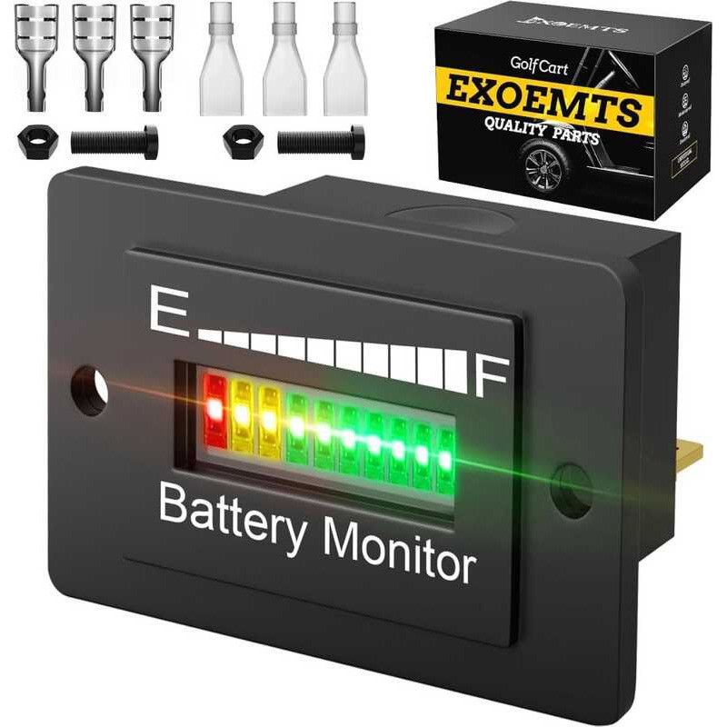 C Bm210 LED Golf Cart Battery Meter, 12V 24V 36V 48V 60V 72V Battery Level Monitor For Lead Acid Ba