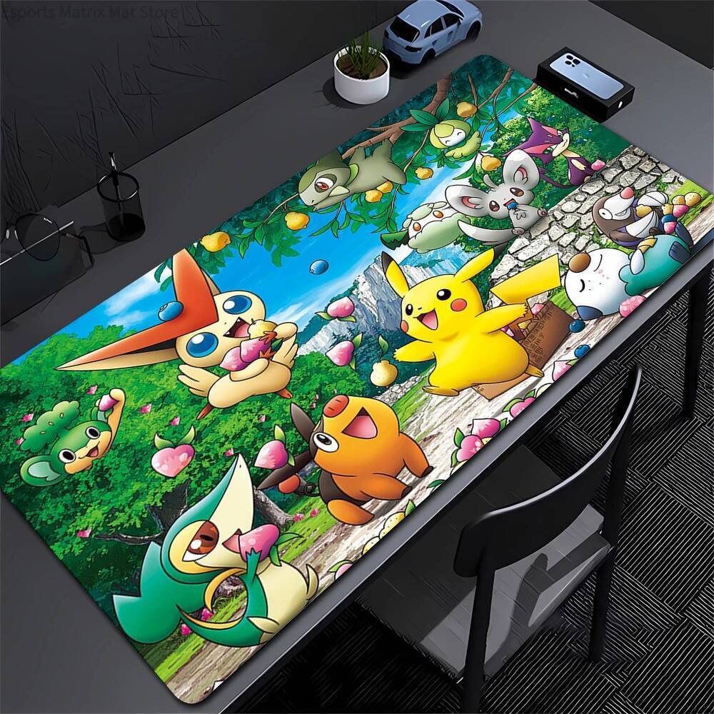 Pokemon Pikachu Ditto Gaming Mouse Pad น่ารักธรรมชาติฉากโต๊ะยางกันลื่นสําหรับ PC แล็ปท็อป Gamer
