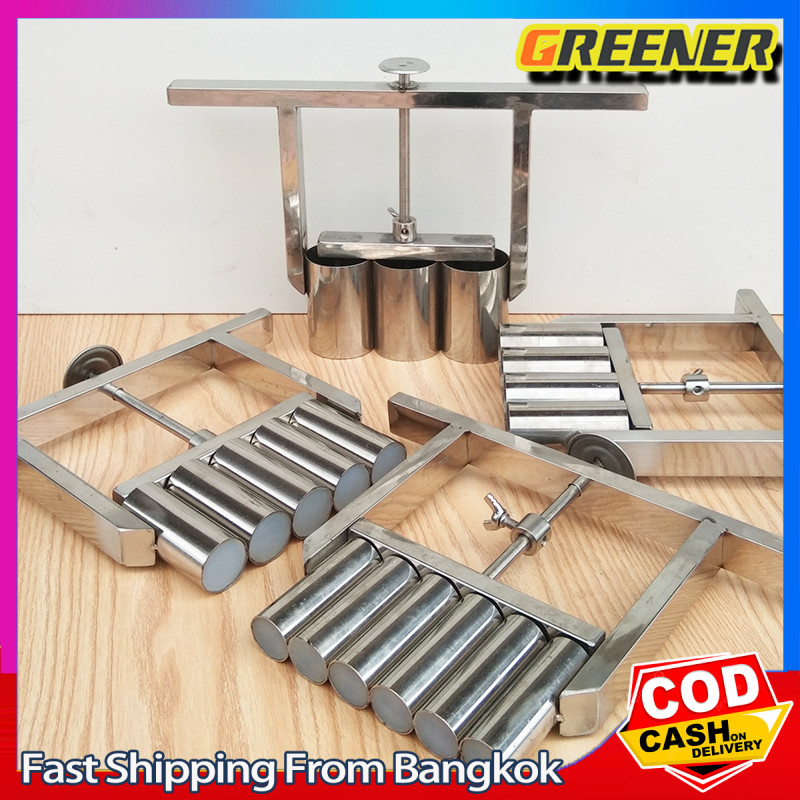 Greener ที่กดไส้ปรับน้ำหนักได้5-35กรัม(6แถว)กระบอกกดคุกกี้ ที่กดขนมเปี๊ยะสแตนเลส เครื่องกดไส้ ที่กดไส้ขนม ที่กดถั่วกวน