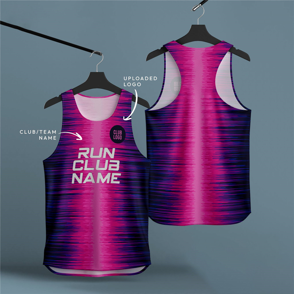 โลโก้ชื่อ Run Club แบบกําหนดเอง เสื้อกล้ามวิ่งไล่โทนสี