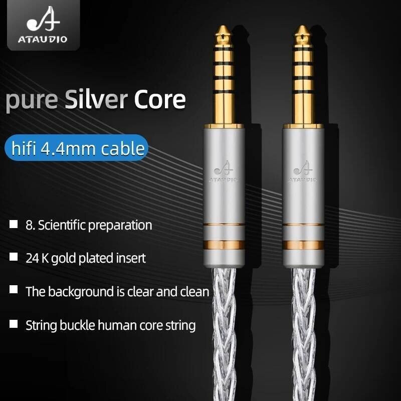 เงินแท้ HIFI 4.4 มม.Balance ถึง 4.4 Balanced Audio Adapter สาย 4.4 ปลั๊กชายกับชายสําหรับ HIBY zx300 