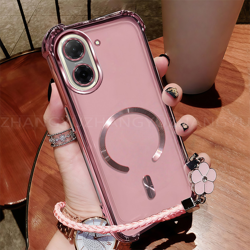 เหมาะสําหรับเคสโทรศัพท์ Redmi A5 ใหม่แม่เหล็กชาร์จไร้สาย C-ring สี่มุมกันกระแทกเคสโทรศัพท์เชือกเส้นเ