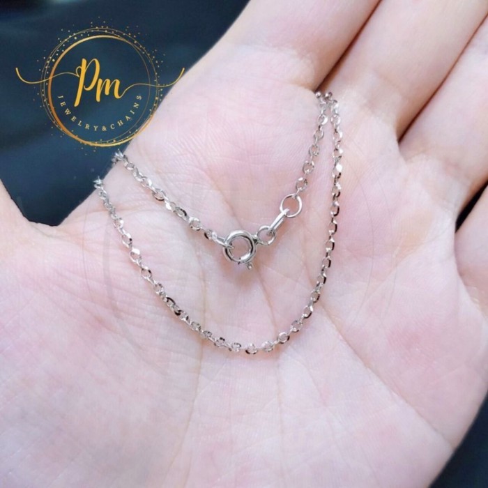 สร้อยคอทองแท้ PM ตะขอก้ามปู ทองขาวแท้ 18k Italy (750) ลายโซ่ มีใบรับประกันจากทางร้าน