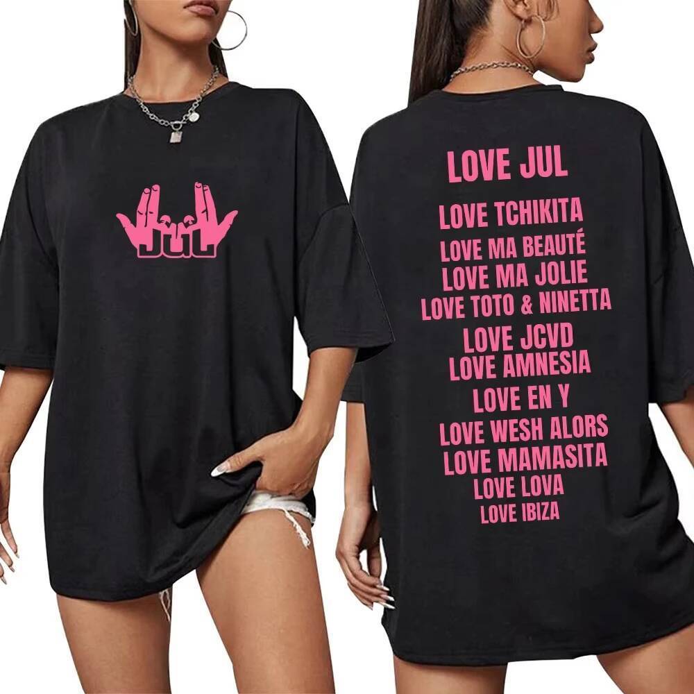 Rapper Jul Love Jul Classic Graphic เสื้อยืดผู้หญิงแฟชั่น Hip Hop แขนสั้นผ้าฝ้าย