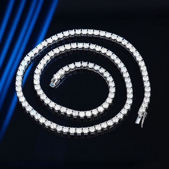 4mm/0.3ct moissanite diamond tennis necklace with GRA certificate
