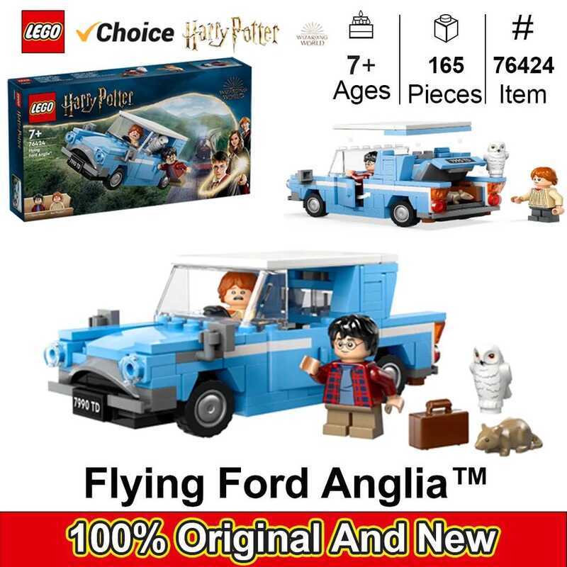 C 76424 Harry Potter Flying Ford Anglia, Buildable Car Toy With 2 Minifigures Harry Potter Car, Gif