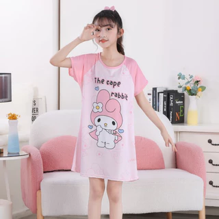 Affordable Kids Teen's Short Sleeve Round-Neck Sleepwear Adorable Unicorn Girls' Nightie for 4 - 5 years