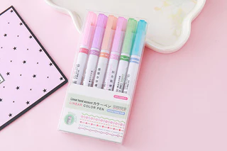 ปากกาเน้นข้อความเส้นตรงสีเรียงลำดับ🎨 ✏️ชุด6สีสดใสสำหรับBullet Journal ไดอารี่📒CXT007