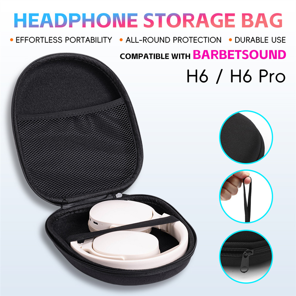 เข้ากันได้กับหูฟัง BarbetSound H6 / H6 Pro สีดําพร้อมกระเป๋าตาข่ายสําหรับการเดินทางยิม
