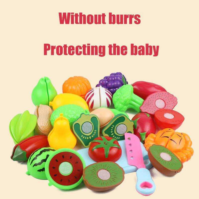 C Eduional Toy Plastic Kitchen Toy Set Cut Fruit Vegetable Pizza Food Play House Simulation Toys Pr