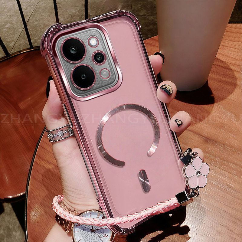 เหมาะสําหรับRealme P4 POWER 5Gเคสโทรศัพท์ใหม่แม่เหล็กชาร์จไร้สายC-แหวนสี่มุมกันกระแทกเคสโทรศัพท์เชือ