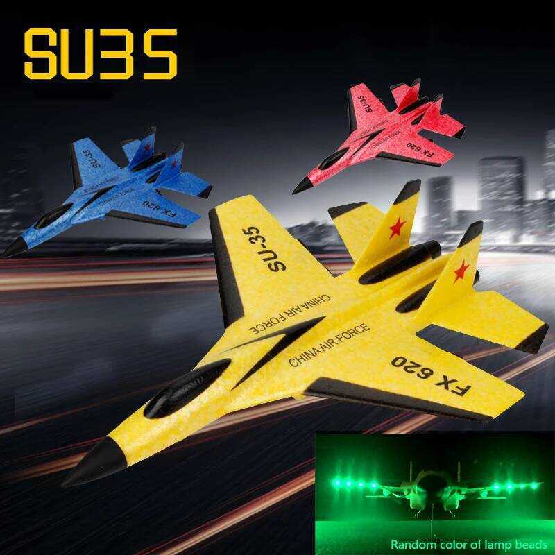 C Fx620 RC Plane 2.4G With LED Lights Aircraft Remote Control Flying Model Glider Airplane Su-35 EP