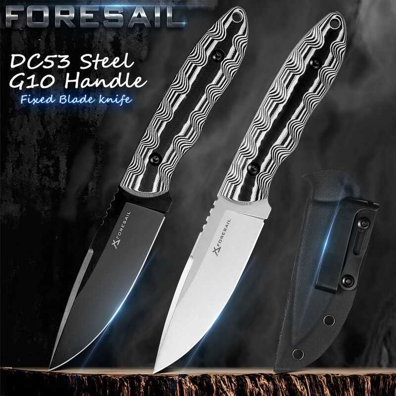C Dc53 Steel Fixed Blade Knife, Men's EDC Tactical Knife, Outdoor Camping Hunting Survival Knife, E