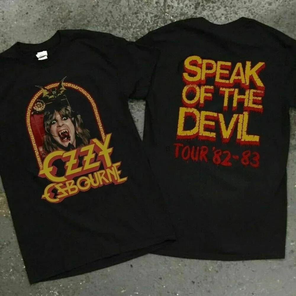 Rare Vintage 1982 Ozzy Osbourne Speak of The Devil Tour Concert T เสื้อ Ozzy Osbourne Black Tee แฟชั