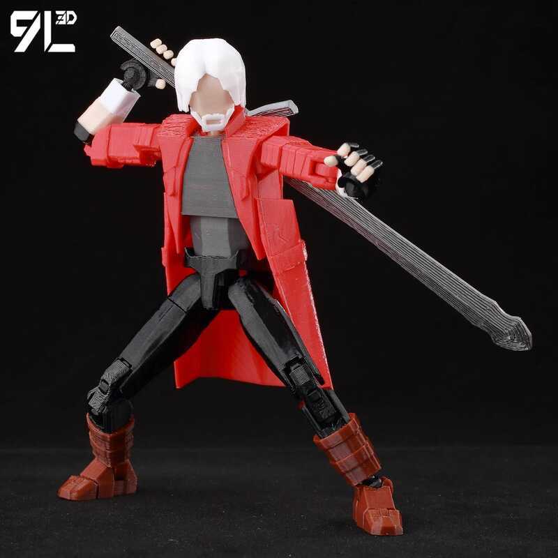 C L3d Lucky13 Dante Action Figure Dummy13 With Twin Swords T13 Multi-Jointed Poseable 3D Printed Co