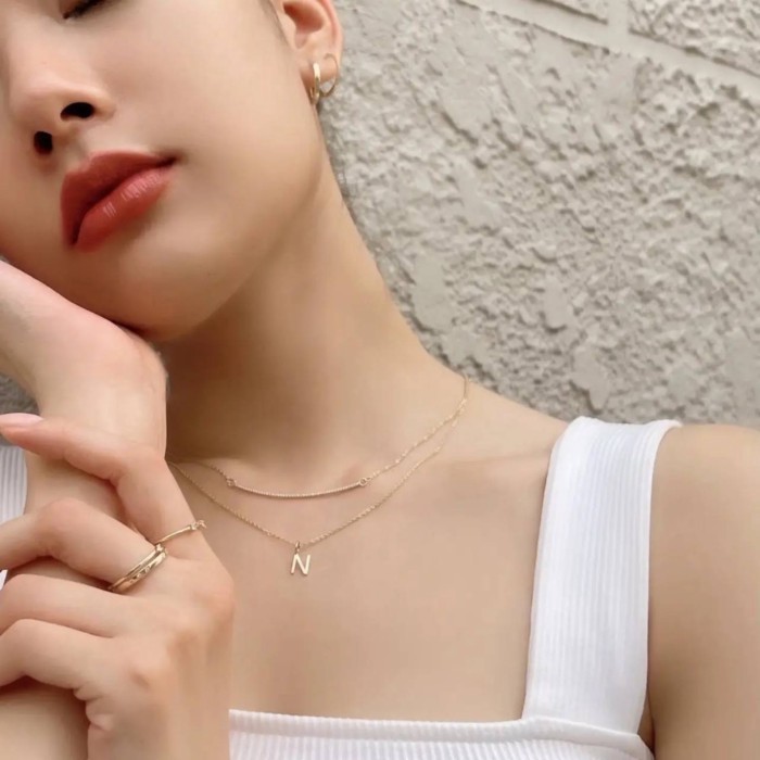 Grace Fine Jewelry สร้อยคอทองแท้ 9k T Bar Necklace