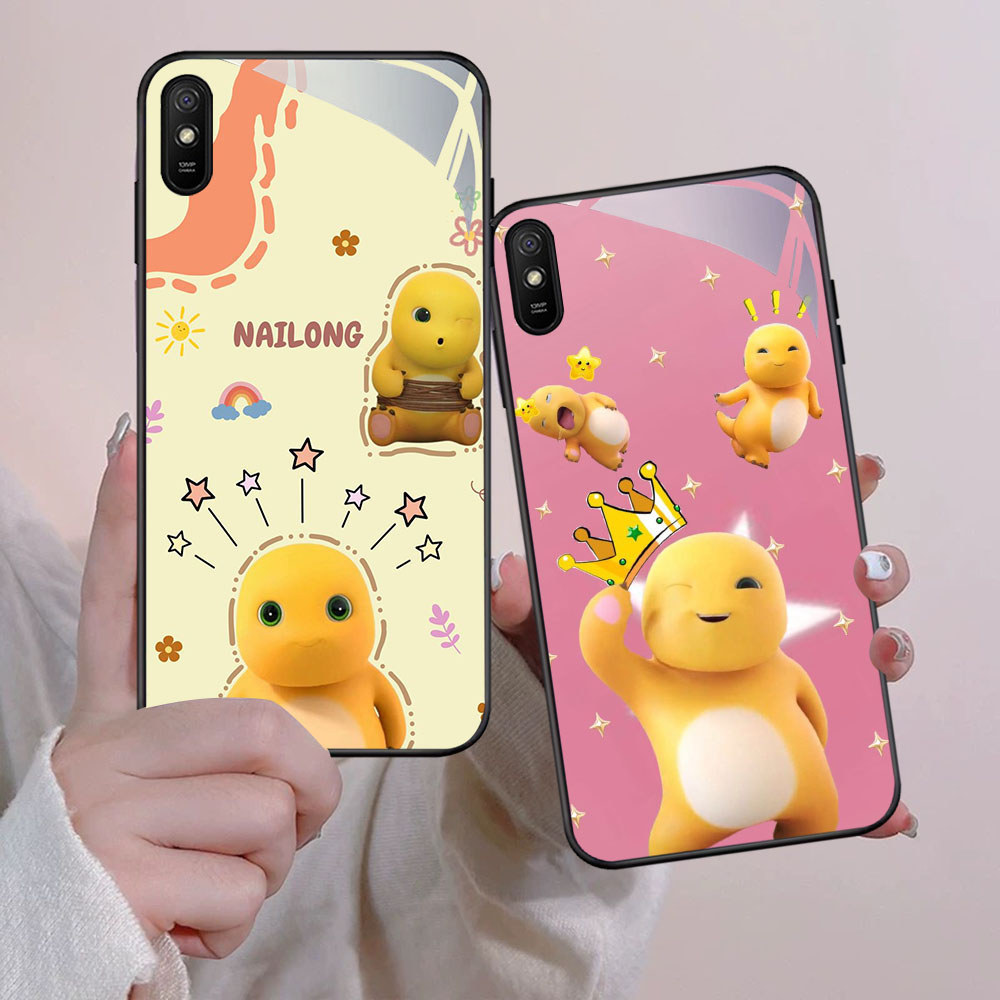 FB-23 Nailong HD Glass Case Casing Kaca สําหรับ Xiaomi Redmi หมายเหตุ 9A 12 13C A1 A2 8A 9i 7 9 Pro 