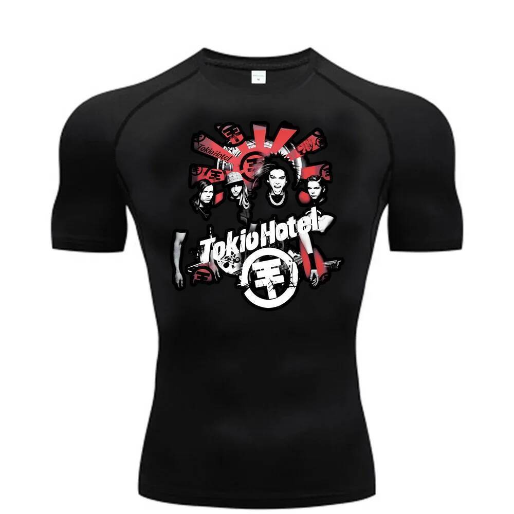 Tokio Hotel Compression cotton Vintage Washed เสื้อยืดวัยรุ่นสบาย Y2k 80s streetwear เสื้อยืดกราฟิกค
