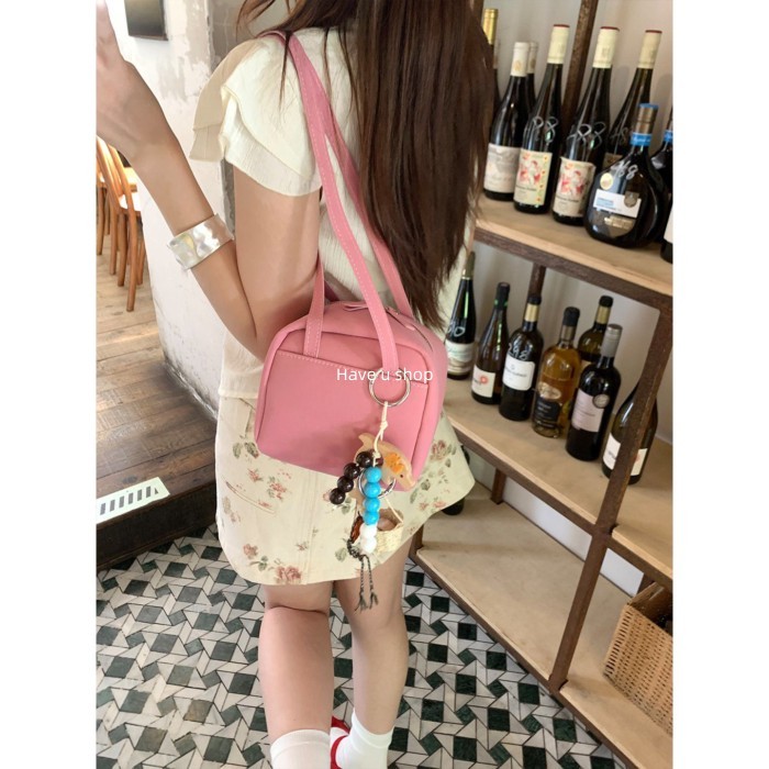 Have u shop High-End Suede Pink Toast Bag Female Korean Style Niche Non-Collision Shoulder Bag Jane.