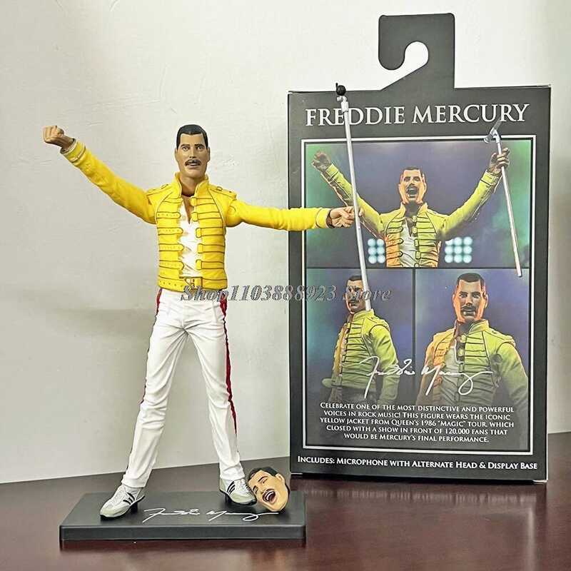 C Queen Freddie Action Figure Anime Live At Wembley Stadium Yellow Jacket Figure Cartoon Model Birt