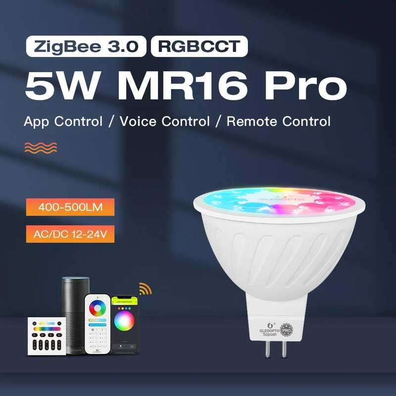 C Gledopto Zigbee 3.0 LED Spotlight 5W Mr16 Pro Rgb+Cct 400~500Lm Ac/Dc12~24V Tuya Smart Life APP A