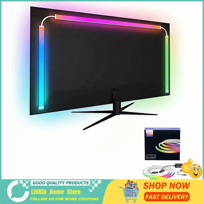 ไฟ RGB ไฟกระพริบ ไฟสี คอม เส้น LED ด้านหลังทีวี แถบ RGB สําหรับห้องเล่นเกม สายไฟแบ็คไลท์ LED