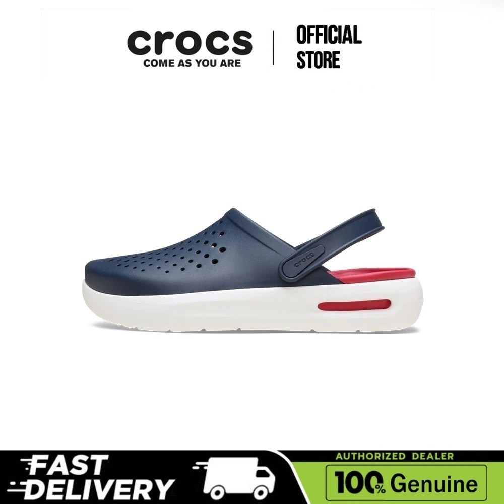 【100% Genuine】Crocs InMotion Clog Navy Red Flat Sandals
