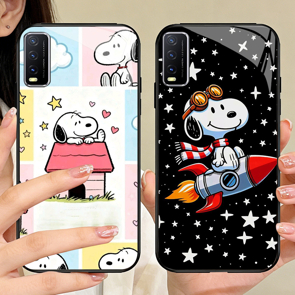 O-43 Snoopy เคสโทรศัพท์กระจกนิรภัย VIVO Y30 Y20i Y20s V15 Y29 Y03 S1 Y50 V50 Y20 Pro Lite