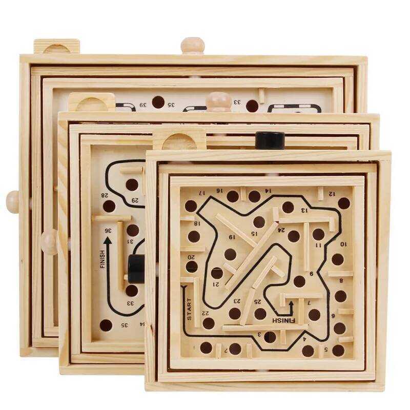 C Labyrinth Game Wooden Maze Puzzle Adult Kids IQ Toys Educación Montessori Hand Eye Coordination J