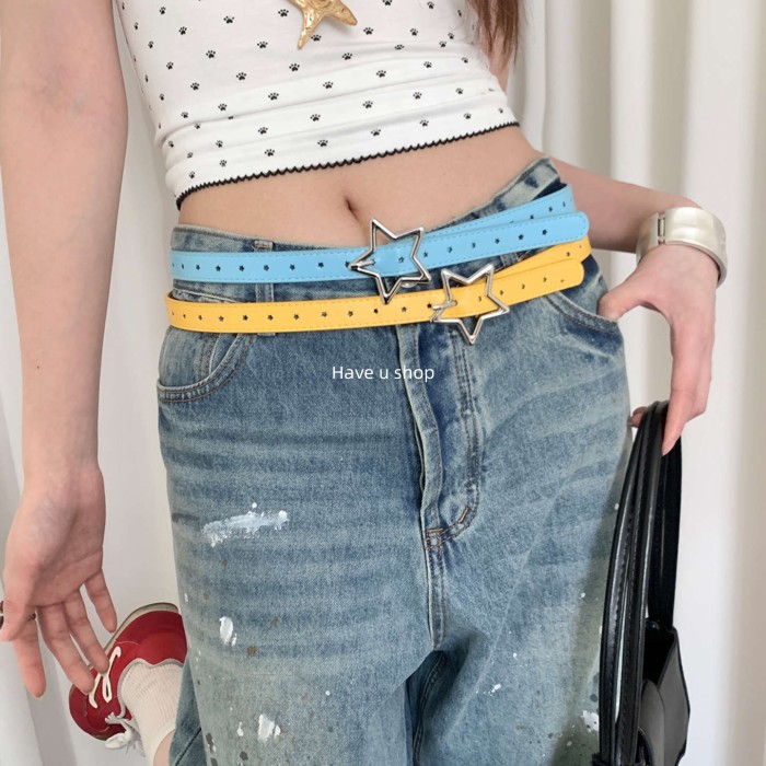 Have u shop Dopamine y2k Star Thin Belt Womens Niche Accessories Skirt Jeans Belt Accessories