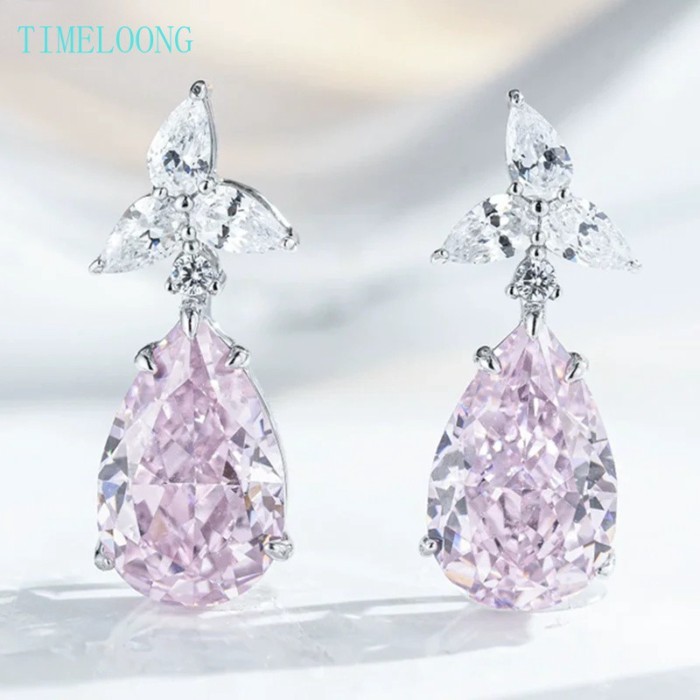 Sparkling Pear Cut 10*14 MM Lab Sapphire Citrine Aquamarine Gems 925 เงินสเตอร์ลิง Drop ต่างหูเครื่