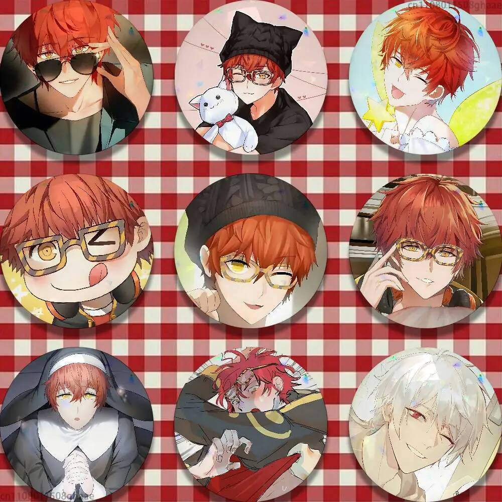 เกม Mystic Messenger 58 มม.ไอคอน Badge เข็มกลัดดีบุกทํามือสําหรับกระเป๋าเป้สะพายหลังเสื้อผ้าหน้าอกเค