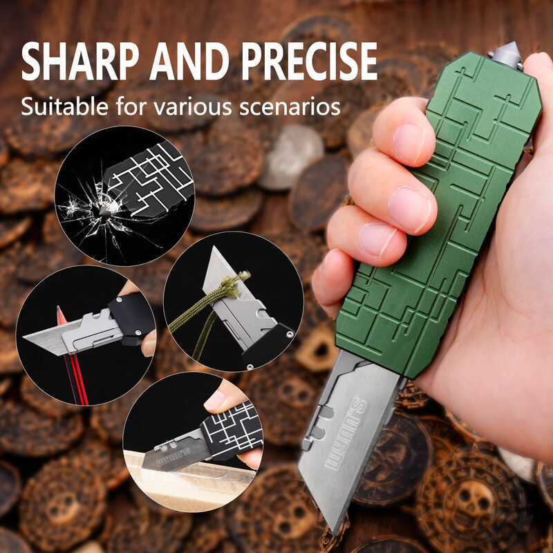 C Aluminum Alloy Utility Knife, Pocket Knife With Clip, Box Cutter Knives, Outdoors EDC Tool Knife,
