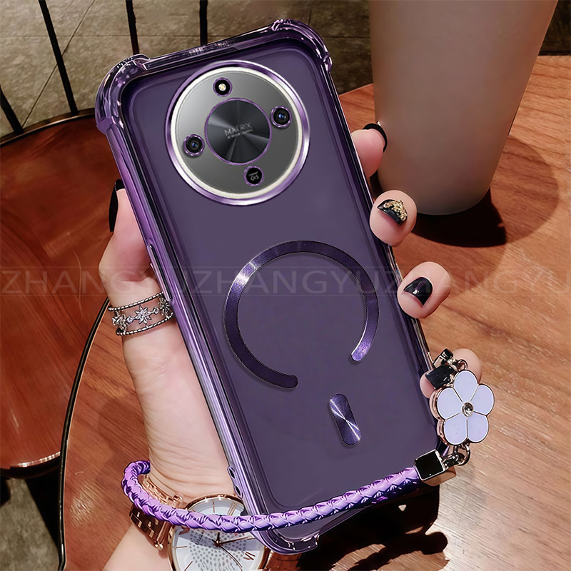 เคสสําหรับเคสโทรศัพท์ Honor X9D ใหม่แม่เหล็กที่แข็งแกร่งชาร์จไร้สาย C-ring กันกระแทกสี่มุมปลอกเชือกเ