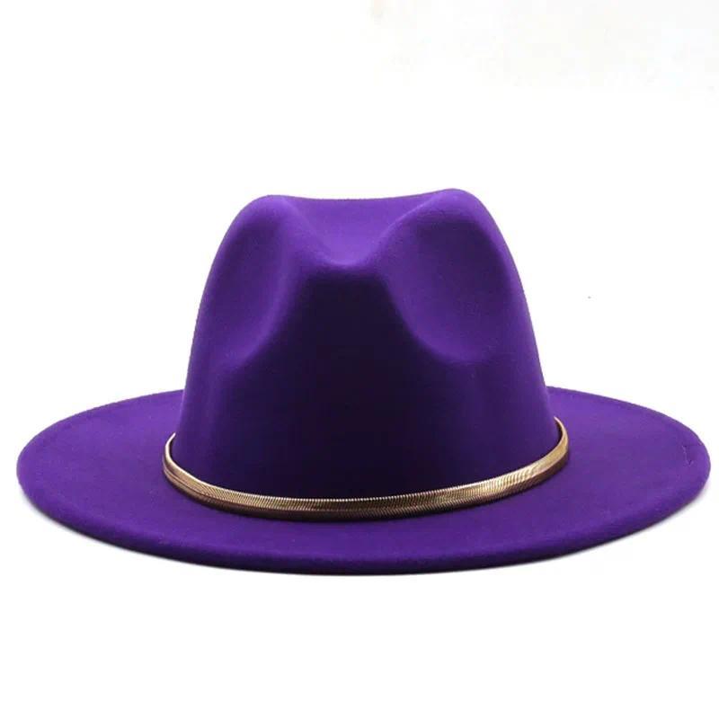 Fedora สีดําสีเขียวปีกกว้างหมวกทรงสูงเรียบง่ายปานามาหมวกสักหลาดแข็งสําหรับผู้ชายหมวกแจ๊ส