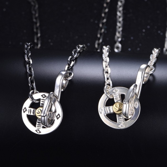 Angel s wish retro silver too horn chain set Takahashi Goro style feather necklace Men sweater