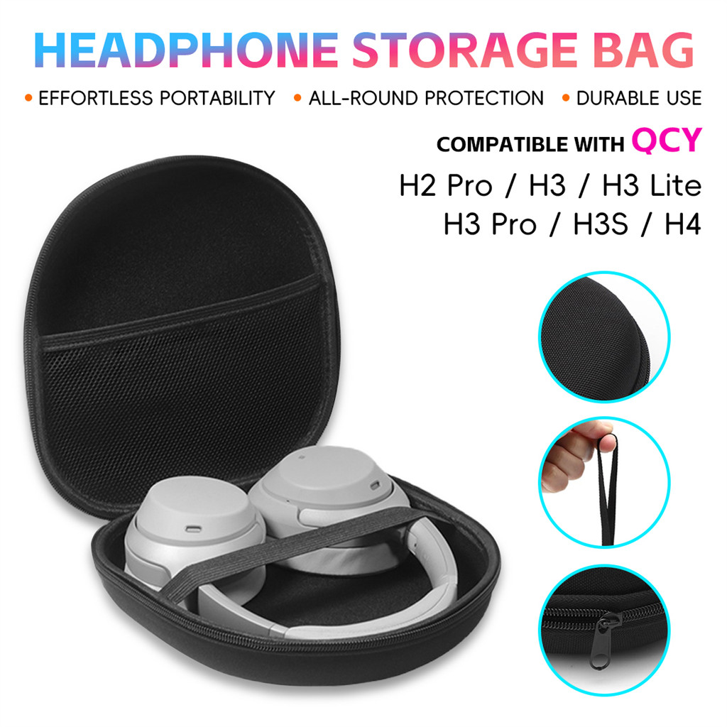 ใช้งานร่วมกับ QCY สําหรับ H4 H3S H3 Lite H2 Pro หูฟังสีดํากระเป๋าตาข่ายสําหรับ Gym Travel